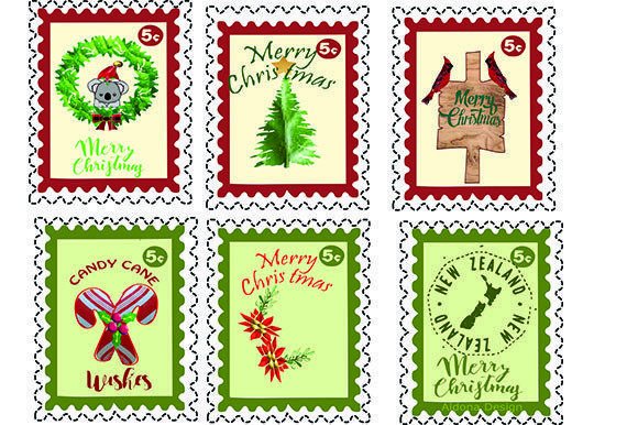 6 Christmas Stamps: Festive Illustrations