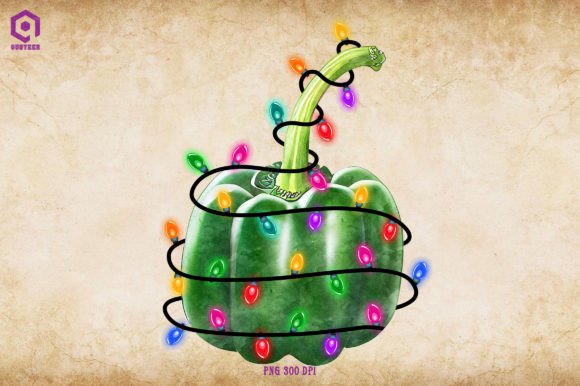 Bell Pepper Christmas Tree Lights: Festive Illustrations