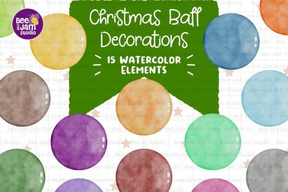 Christmas Ball Watercolor PNG: Illustrations for Festive Design