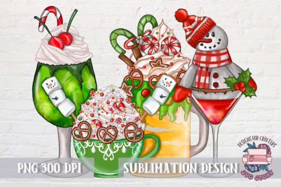 Christmas Cocktails PNG Sublimation Illustrations