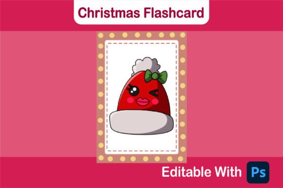 Christmas Flashcard - Hat Kiss Cute Illustrations