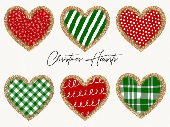 Christmas Hearts Clip Art: Illustrations for Design