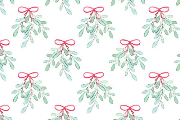 Christmas Mistletoe Seamless Pattern Illustrations