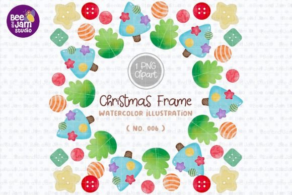 Christmas Wreath Watercolor PNG-006 Illustrations