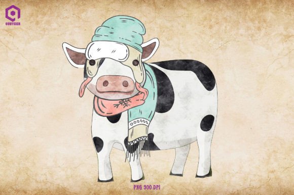 Cow Cozy Christmas Illustrations Review