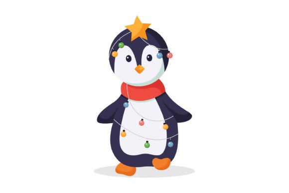 Cute Christmas Penguin Illustrations for Crafts