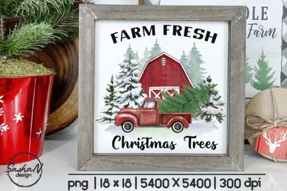 Farm Fresh Christmas Trees Sublimation Illustrations
