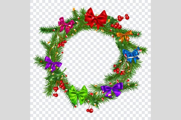 Festive Door Christmas Wreath Illustrations Review