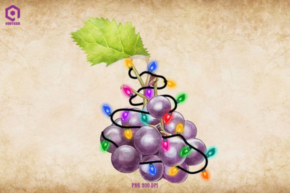 Grape Christmas Tree Lights Illustrations
