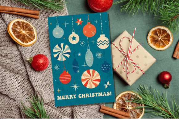 Retro Christmas Card: Nostalgic Illustrations