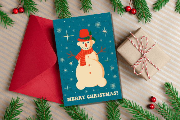 Retro Snowman Card: Festive Illustrations