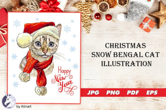 Review: Christmas Snow Bengal Cat Illustrations