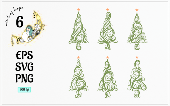 Review: Christmas Tree Calligraphic Swirl Line Illustrations