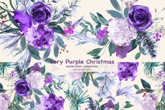 Reviewing Watercolor Purple Christmas Clipart Set