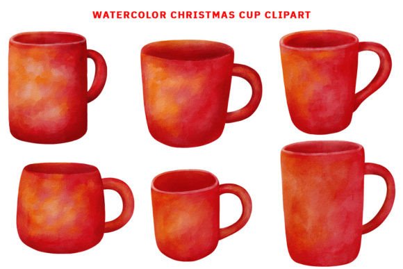 Watercolor Christmas Cup Clipart & Illustrations