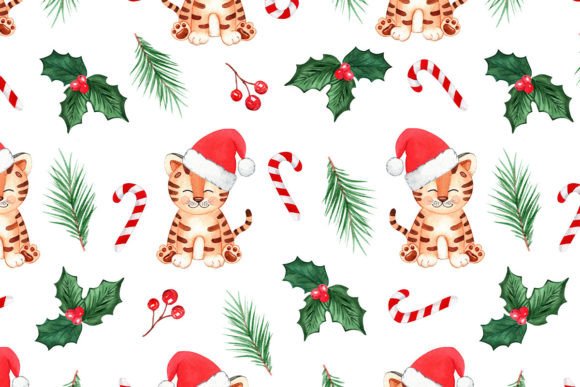 Watercolor Christmas Tigers Print: Illustrations Review